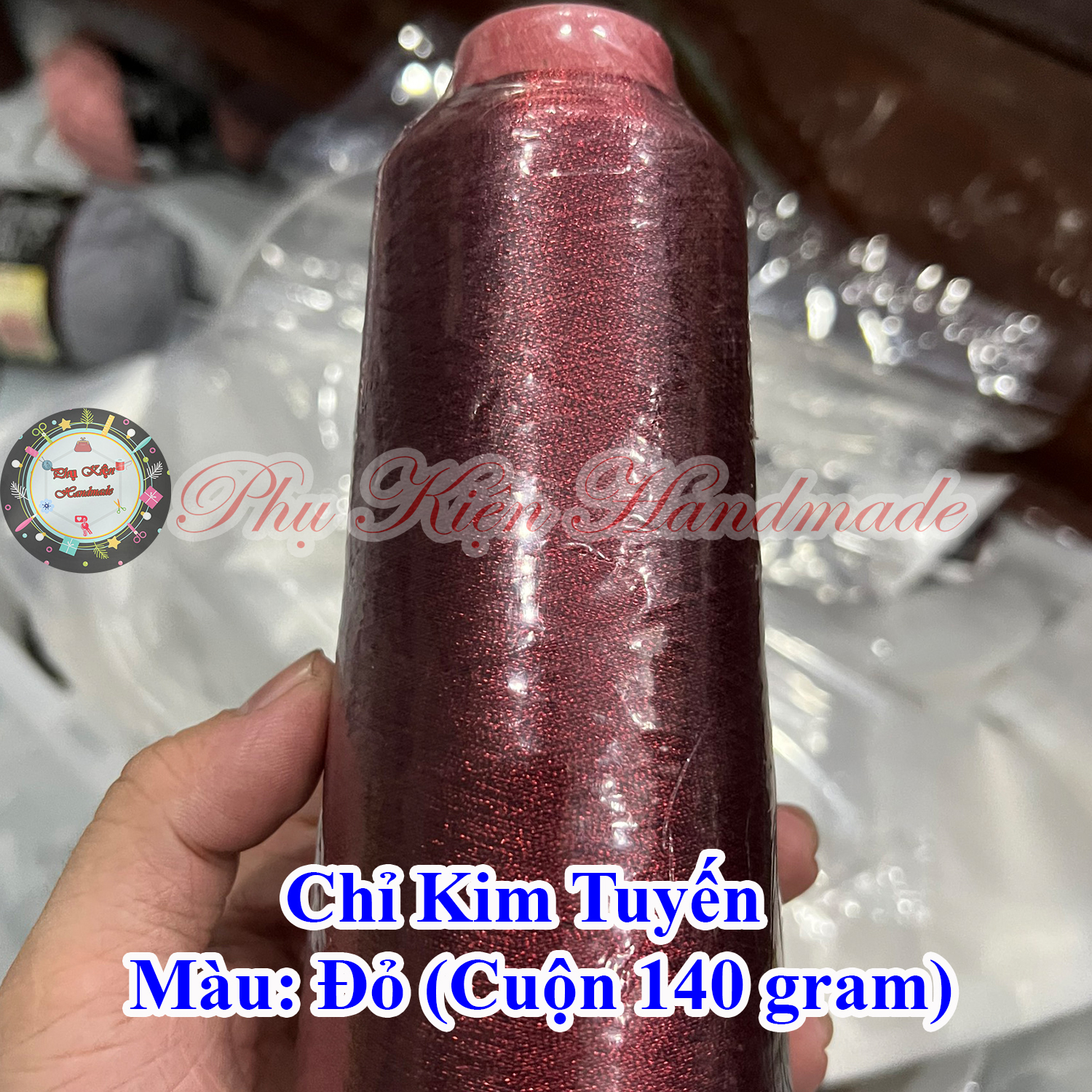 Chỉ kim tuyến móc kèm cuộn 140gram