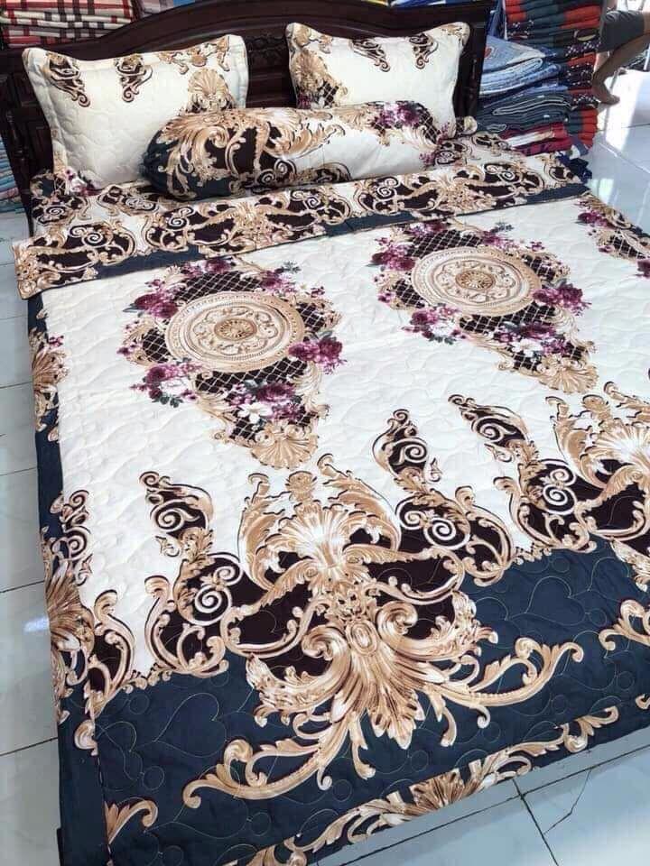 TRỌN BỘ 5 MÓN CHĂN TRẦN GA GỐI VỎ ÔM- MẪU HOÀNG GIA -   ( nhắn tin cho shop để chọn size giường phù hợp nhé )