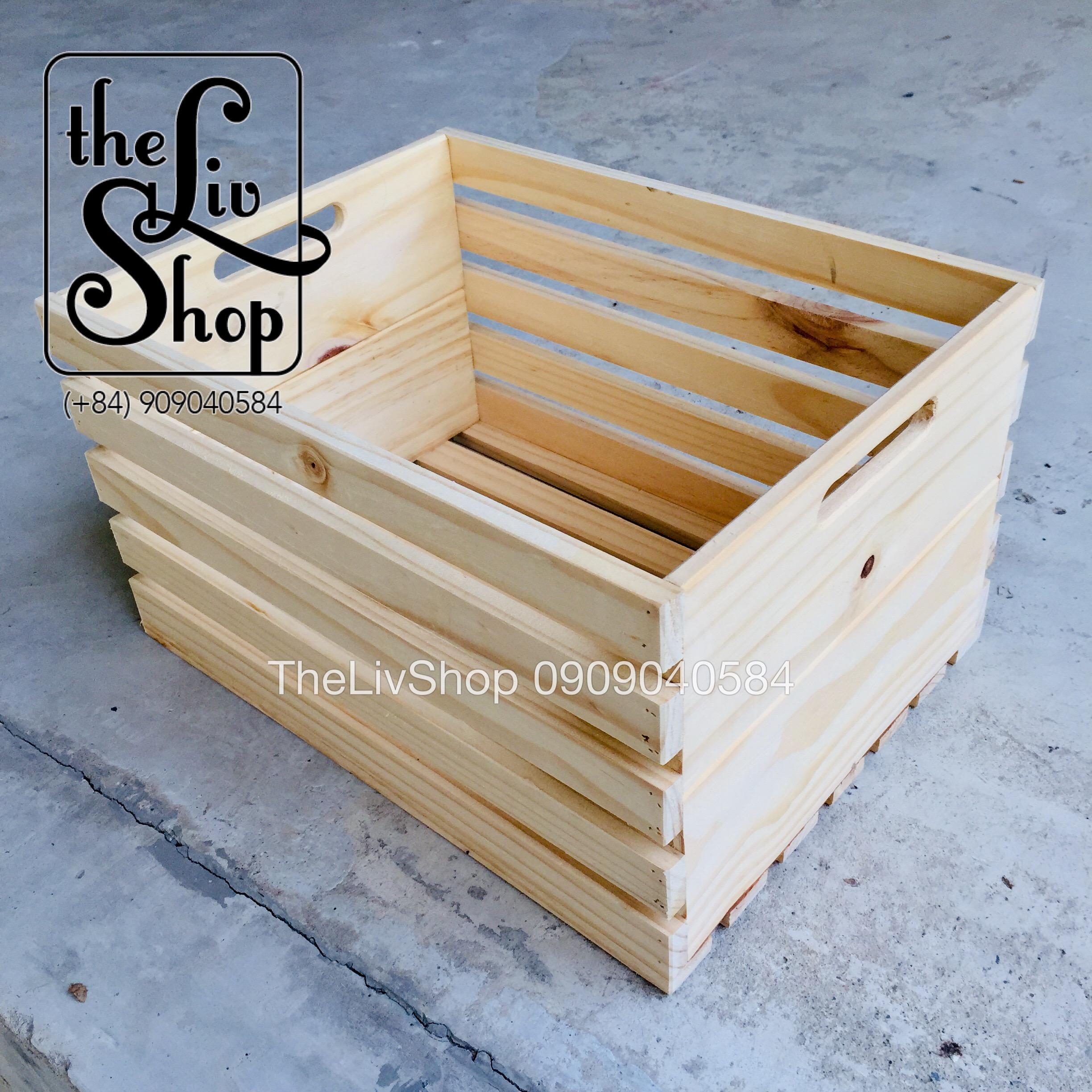 thùng gỗ thông loại liền mặt 40x30x22cm