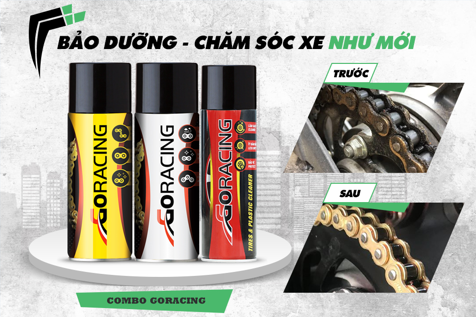 Combo 3 chai Goracing vệ sinh sên, dưỡng sên, chăm sóc nhựa nhám