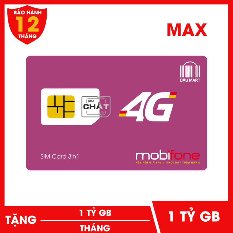 SIM 3G 4G MAX DATA Mobifone F120WF 1 Tỷ GB/Tháng | Dùng 4G không giới hạn