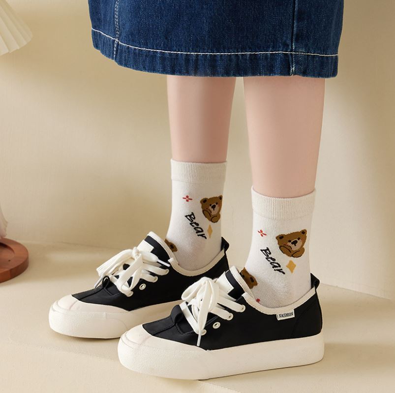 Set 5 Đôi Tất Vớ Nữ Cao Cổ Gấu Bear SS2