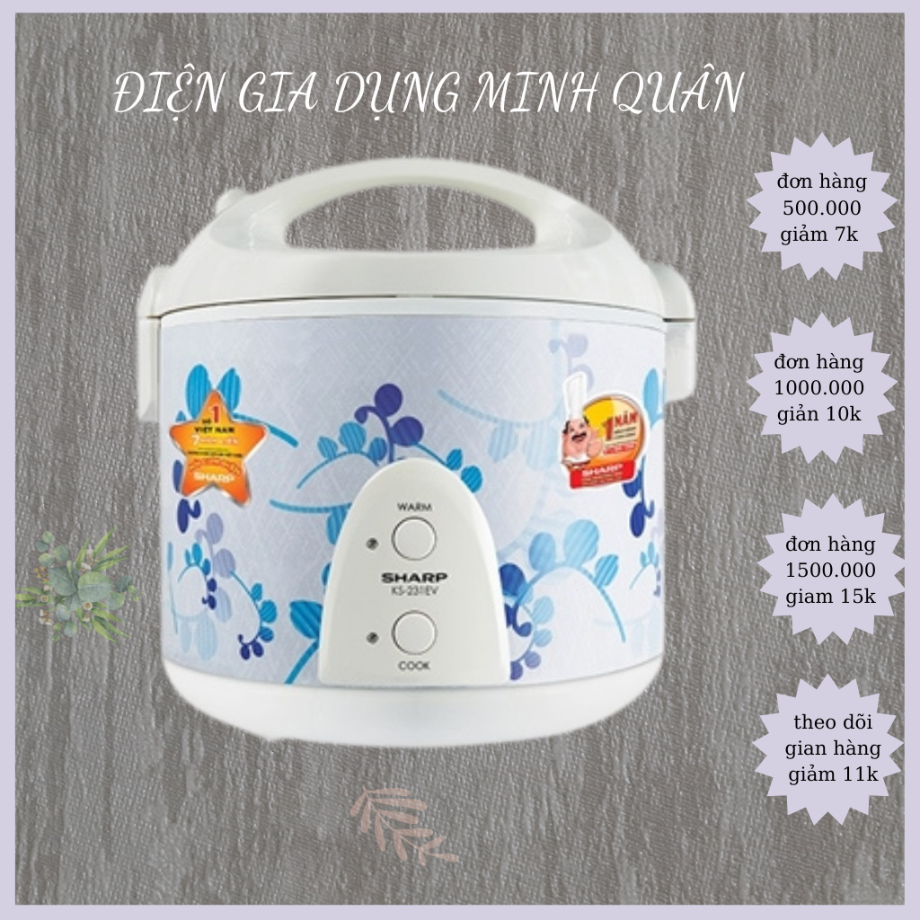 Nồi cơm điện SHARP KS-231EV hàng chính hãng bảo hành 12 tháng