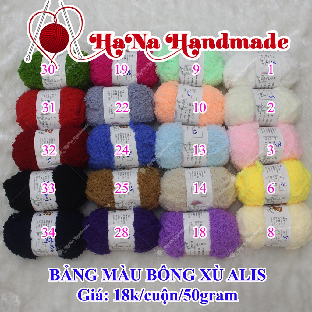 Bông Xù Alis - len bông xù 18k/cuộn/50gram