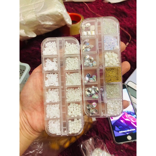 Đá khối mix bi ngọc siêu sáng đẹp đính móng