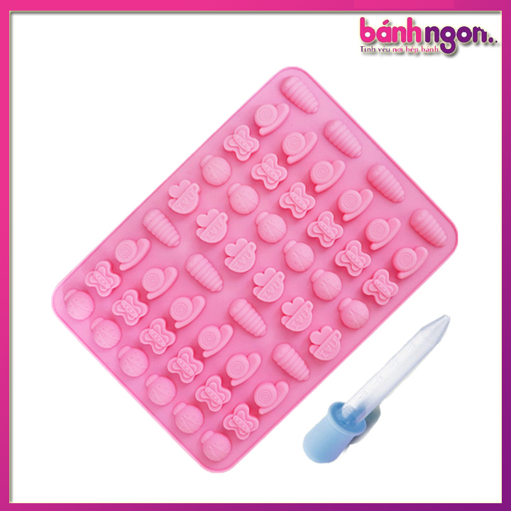 Khuôn Silicon Làm Thạch,Kẹo Dẻo,Socola Chịu Nhiệt Cao Thân Thiện Với Môi Trường Tiêu Chuẩn FDA / LFGB  (Mẫu 54 Côn Trùng Nhỏ Kèm Ống Bơm)