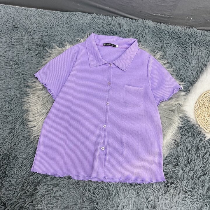 Bigsize women's polo shirt sweat absorbent elastic hem Calico over the hem T-shirt g126