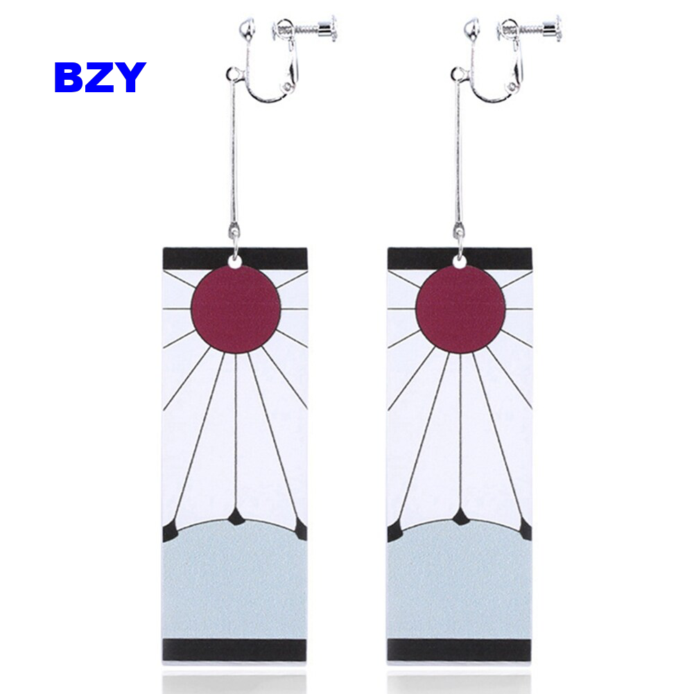 BZY Demon Slayer Kimetsu No Yaiba Kamado Tanjirou Clip Earrings No Pierced Ear Clips