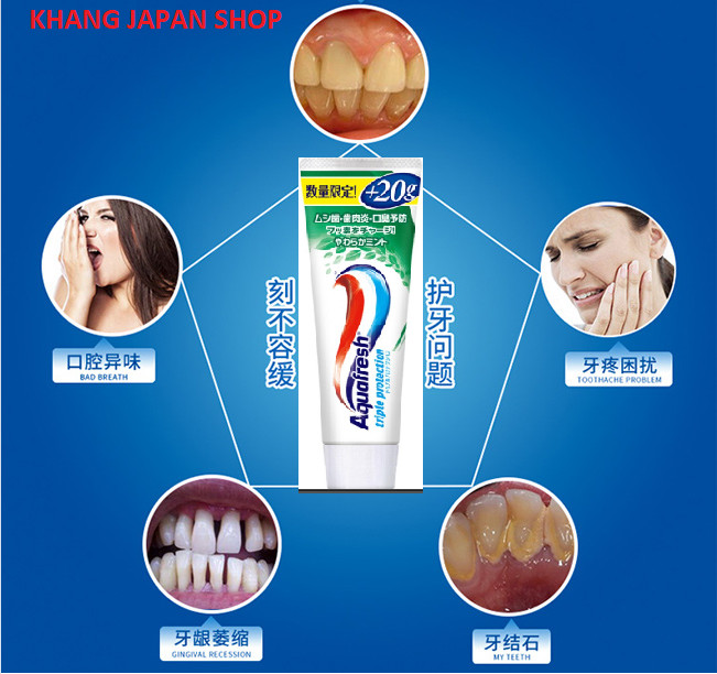 Kem đánh răng Aquafresh 160g + 20g- Nội địa Nhật