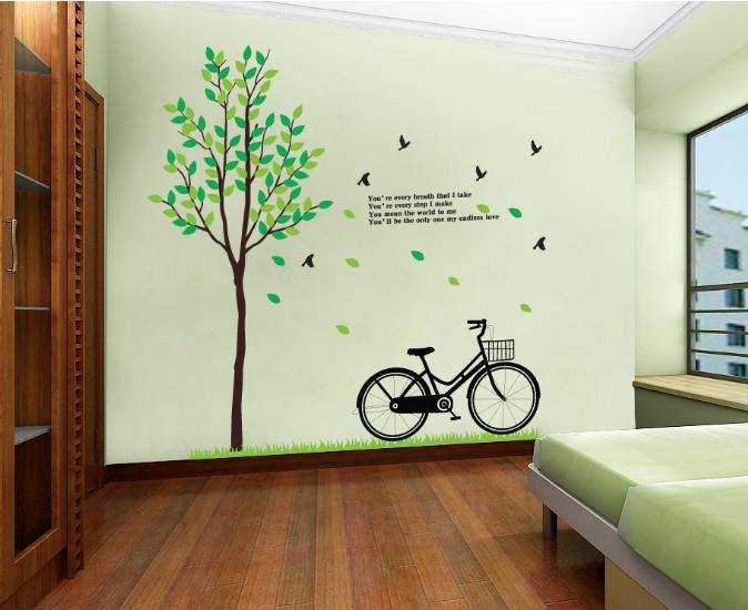 [HCM]Decal trang trí Xe Đạp và Cành Cây size lớn