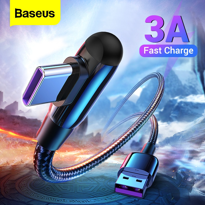 Cáp sạc nhanh Type C 3A dạng cùi chỏ dành cho game thủ