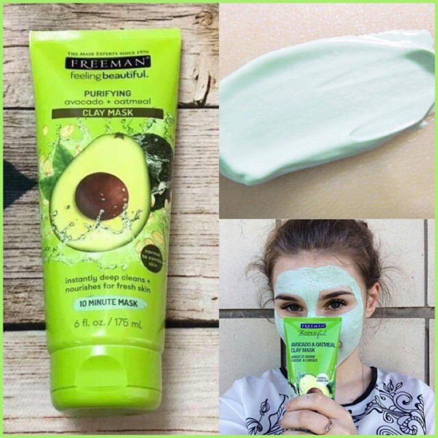 [HCM]Mặt Nạ Đất Sét Bơ Freeman Purifying Avocado Oatmeal Clay Mask 175ml