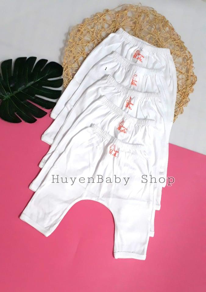 Bộ 5 Quần dài mặc bỉm màu trắng Baby Moon cho bé từ sơ sinh đến 9kg