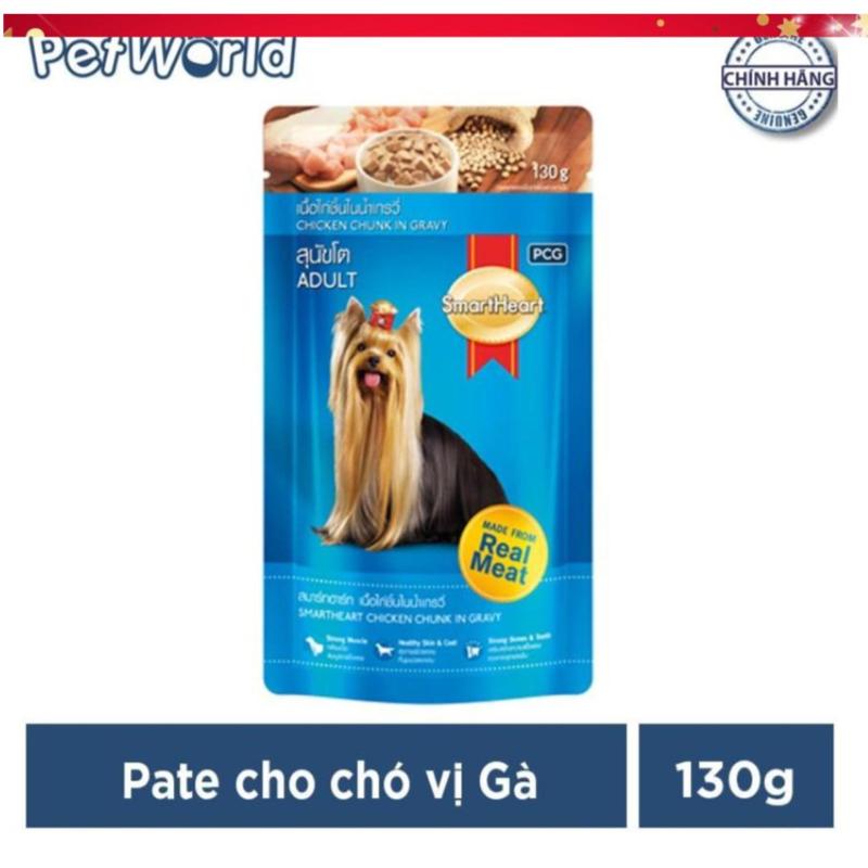 Thức ăn cho chó trưởng thành dạng sốt SmartHeart vị gà nấu sốt 130g
