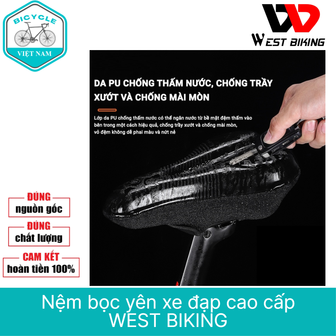Nệm Bọc Yên Xe Đạp Silicon Siêu Mềm WEST BIKING – Thoáng Khí, Tặng Bọc Trùm Mưa