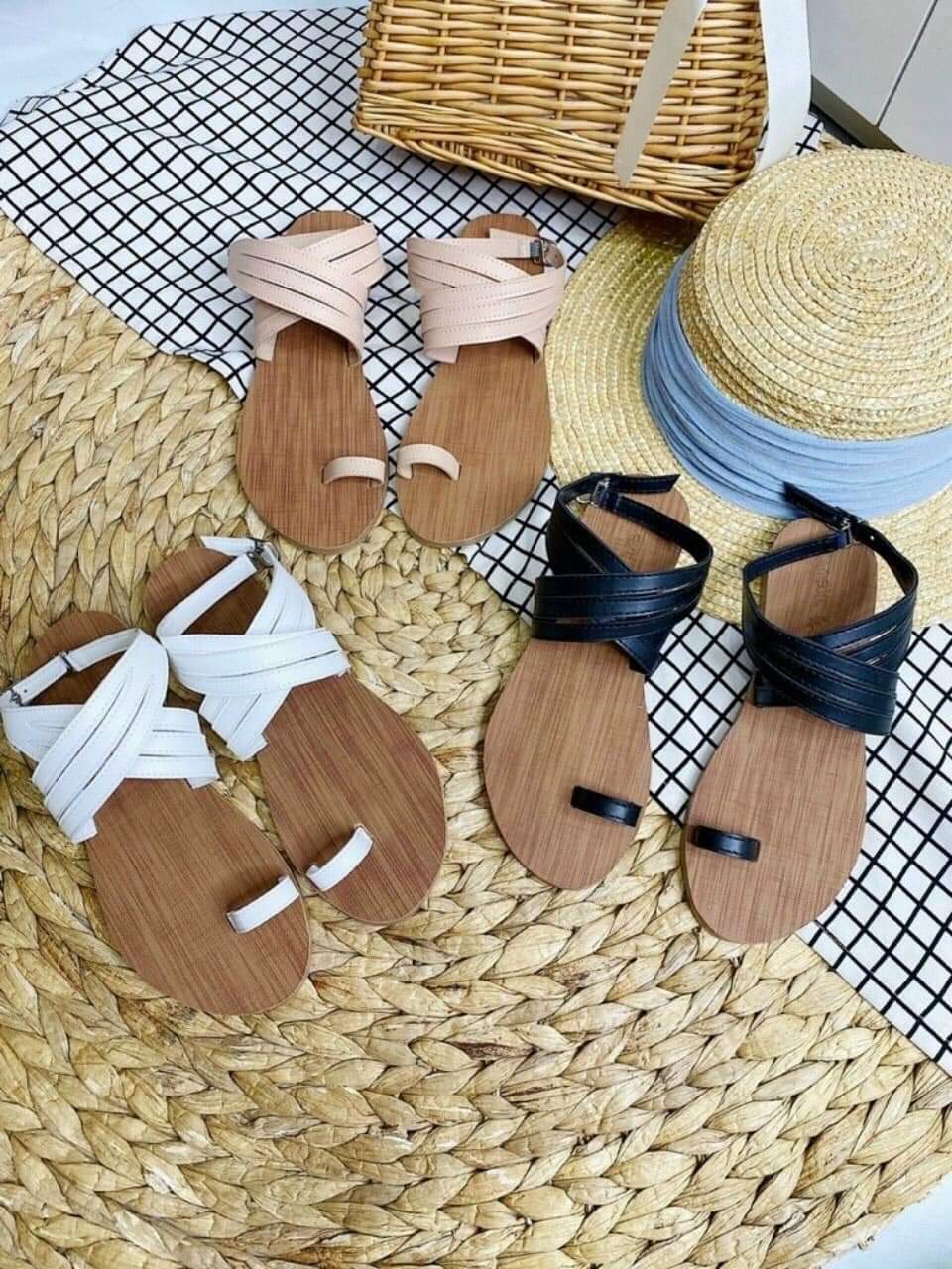 Giày sandal nữ đế thấp cánh chim size 35-42