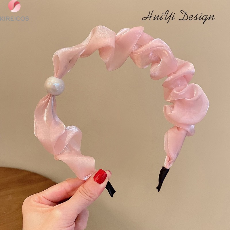 Băng Đô Cài Tóc Cột Tóc Vải Voan Đính Châu Cổ Điển - kireicos