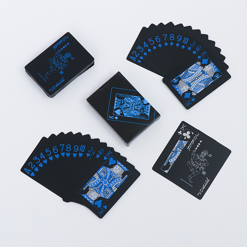Bài poker 100% plastic đen không thấm nước
