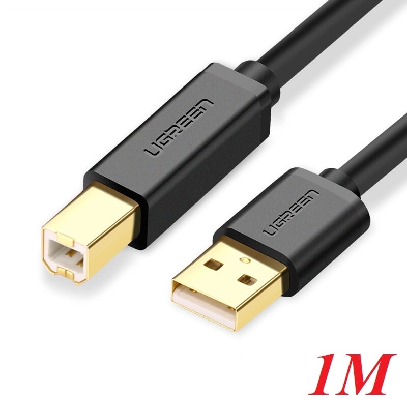Ugreen 20846 1M màu Đen Cáp USB 2.0 sang USB B máy in đầu mạ vàng US135