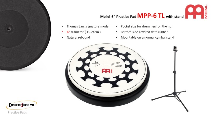 Mặt trống tập kèm chân đỡ Meinl MPP-6 TL