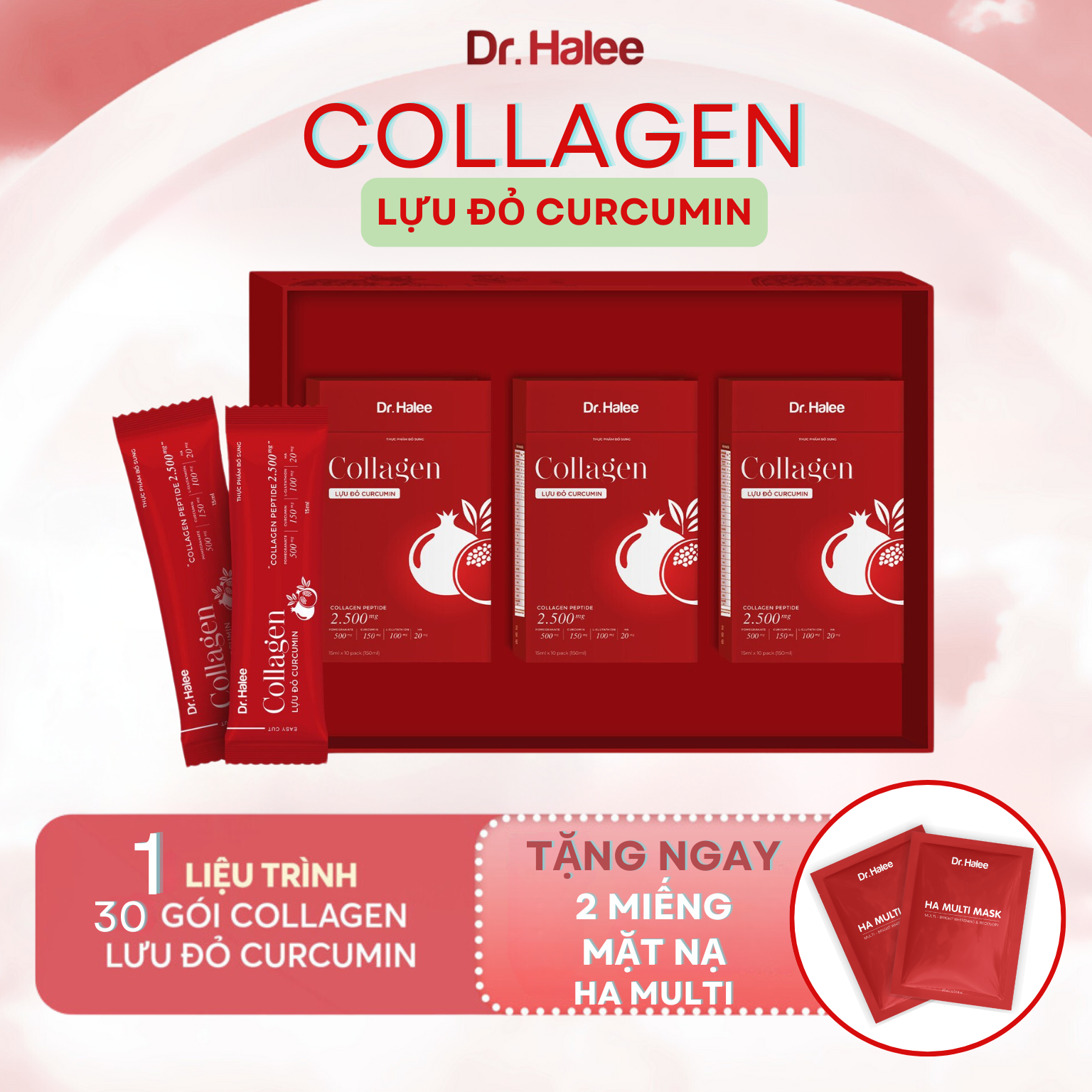 Nước Uống Collagen Lựu Đỏ Curcumin Dr Halee
