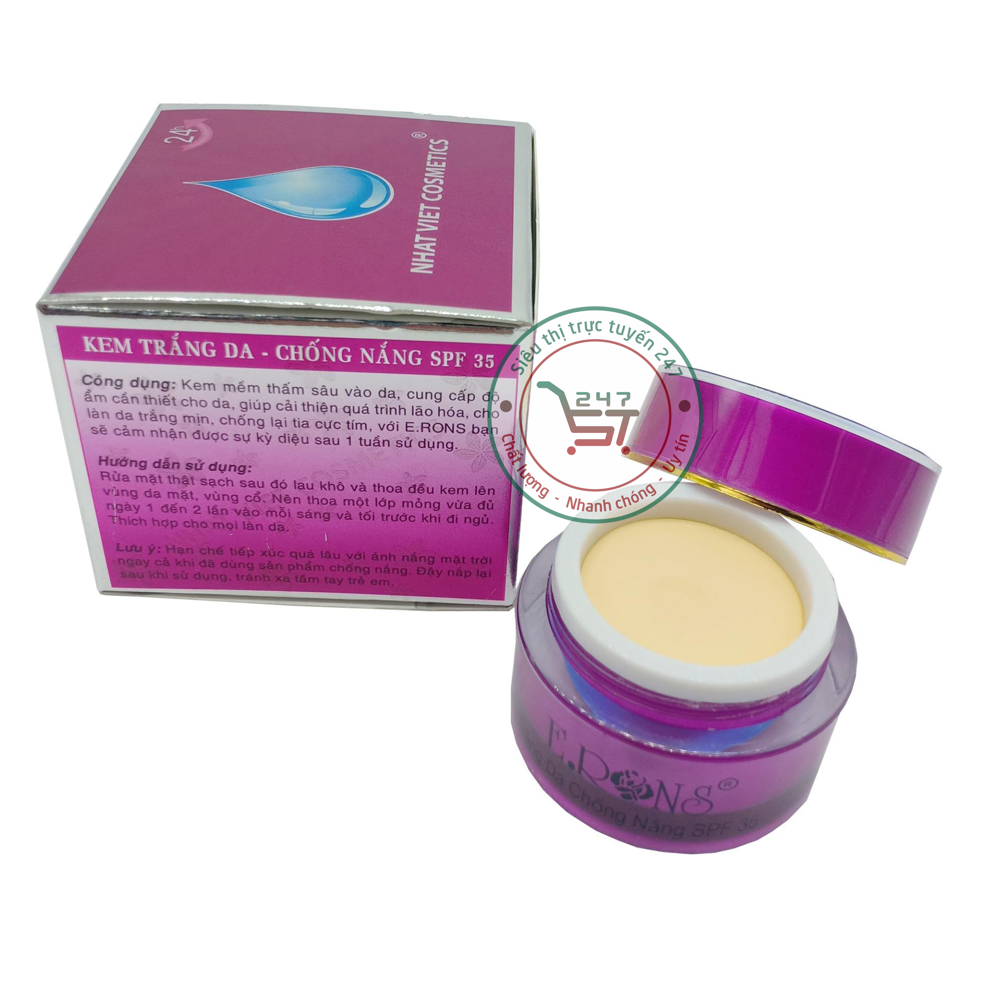 Kem dưỡng Trắng da mặt Chống nắng Cấp ẩm ngừa Lão hóa ERons 8g (Hồng-Xám)