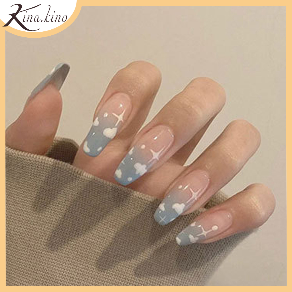 Hộp 24 móng tay giả dáng dài, nail giả mẫu mới về Kinakino phukienlamdep