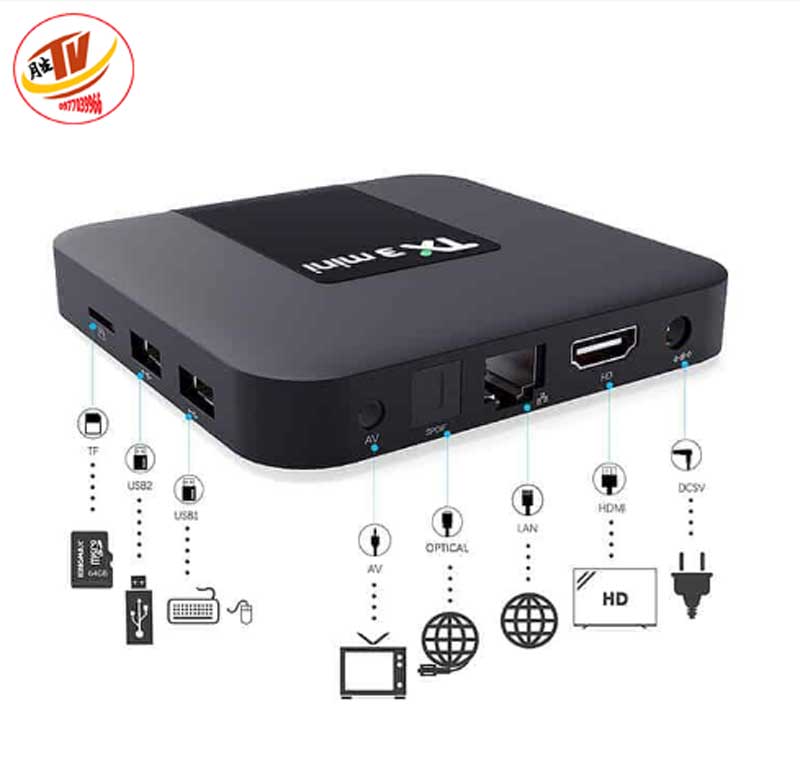 [kèm khiển giọng nói] Android Tivi Box Tanix TX3 Mini - Ram 2GB Rom 16GB Android 9.0 wifi 5g - Bluetooth 4.0 Android TV Box TX3 chạy siêu mượt