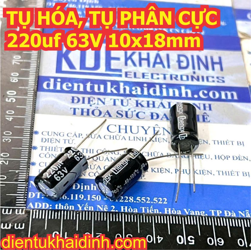 50 con TỤ HÓA TỤ PHÂN CỰC chân dài 220uf 16V 25V 35V 50V 63V 100V KDE1802