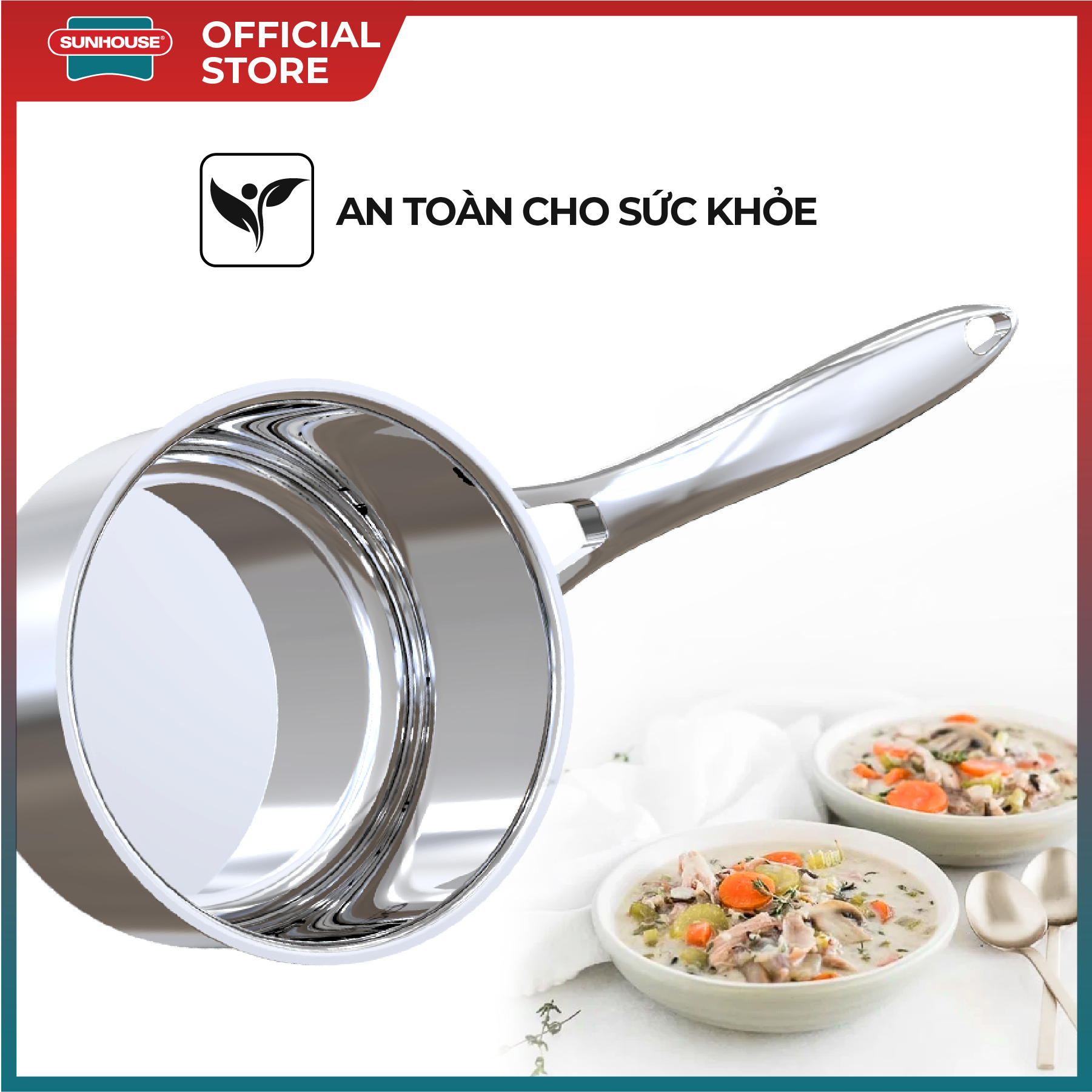 Bộ nồi chảo chống dính cao cấp Inox 304 SUNHOUSE MAMA SHG700 - Inox 304 Siêu bền - An toàn sức khỏe - Hàng Chính Hãng - Hình ảnh 2