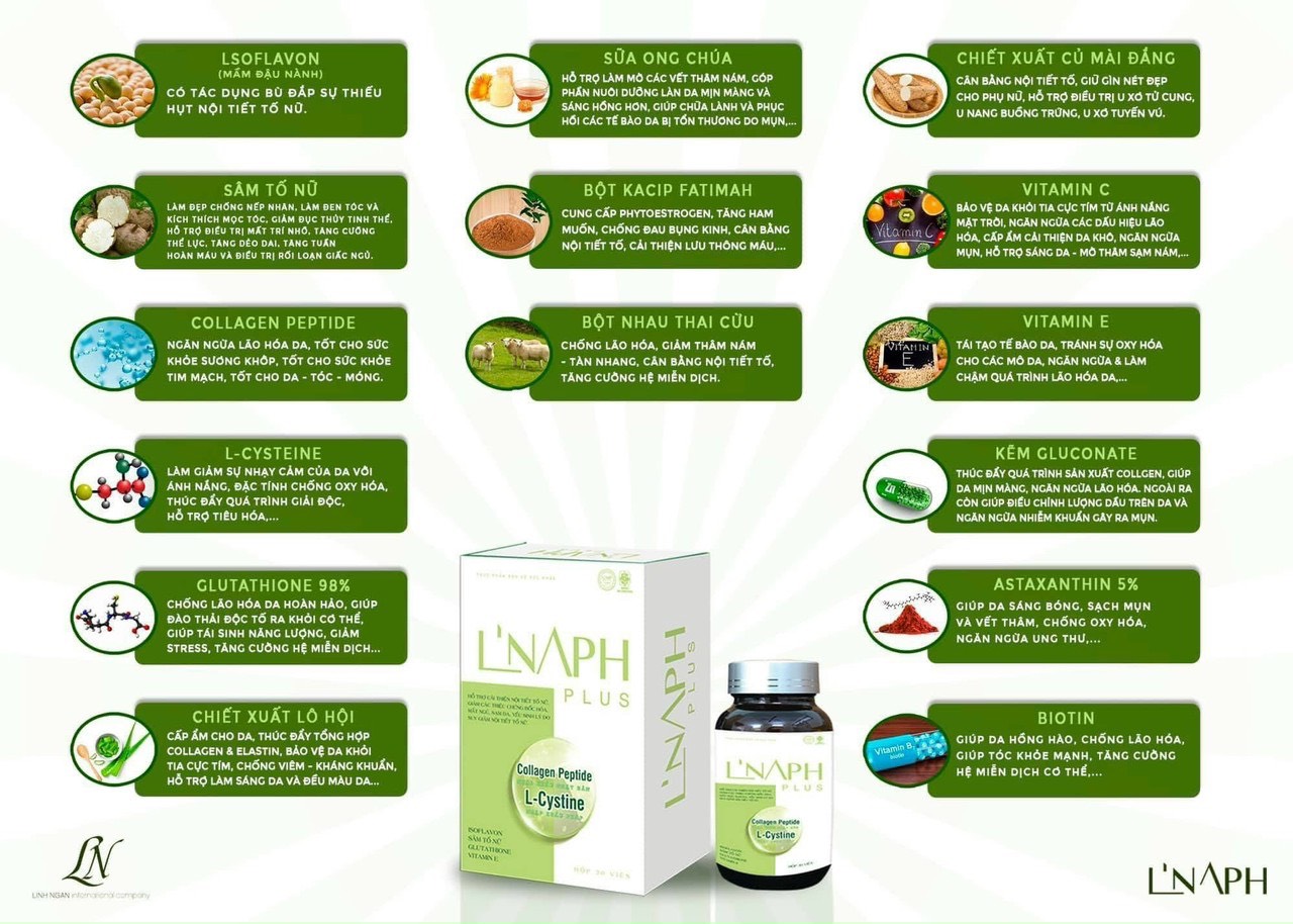 Viên Uống L’naph Plus - Cân Bằng Nội Tiết Tố, Giảm Nám, Sáng Da Hồng Hào