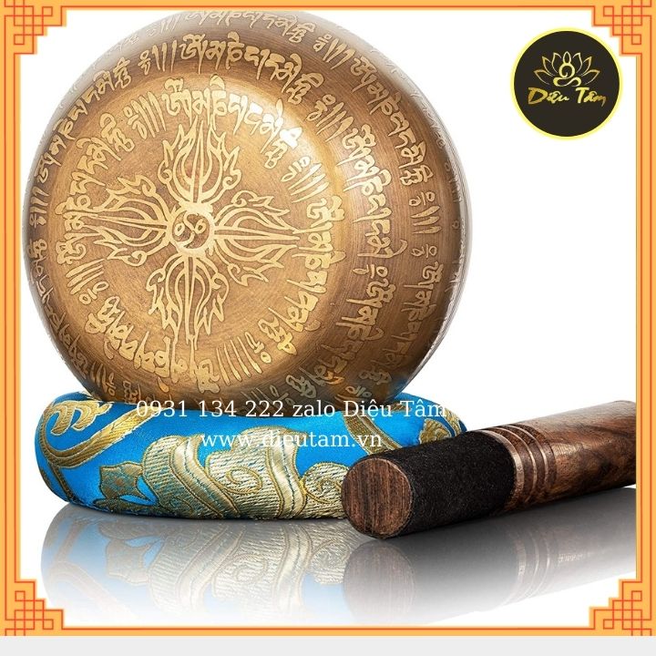 Chuông xoay nepal thủ công (handmade) - chiếc bát biết hát 1 bộ gồm đệm dùi da chuông đường kính 12.5cm