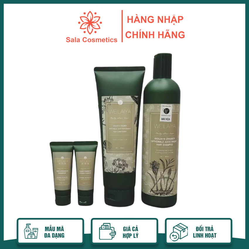 Bộ dầu gội dầu xả Weilaiya nâu chiết xuất hà thủ ô kết hợp tinh chất gừng kích thích mọc tóc chắc khỏe giảm rụng tóc - Sala Cosmetics