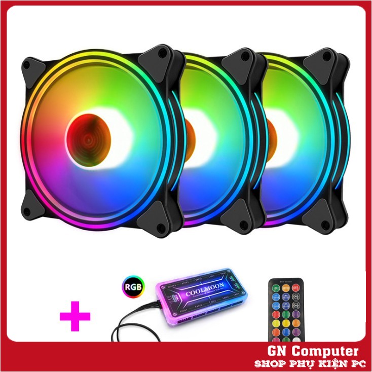 Bộ 3 Quạt Tản Nhiệt, Fan Case Coolmoon M1 Led RGB 16 Triệu Màu