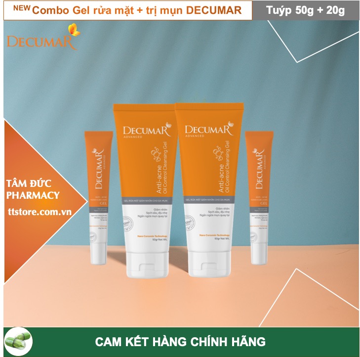[HCM][NEW] Combo sạch mụn DECUMAR ADVANCED [Gel rửa mặt kiềm nhờn gel bôi mụn] (Decuma advance)