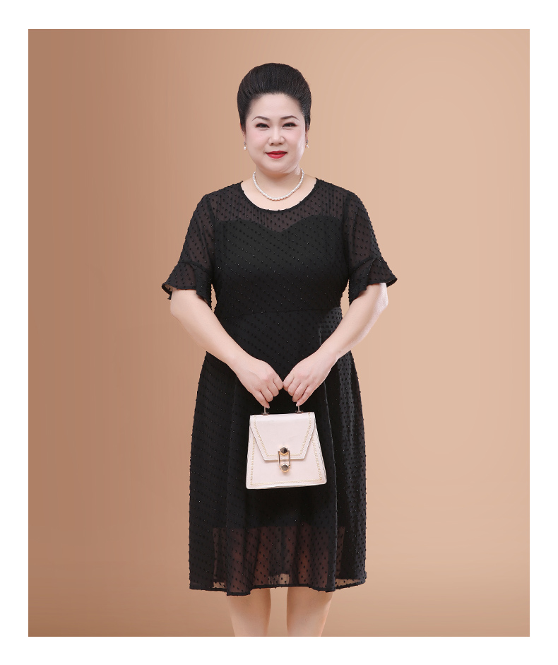 Đầm trung niên bigsize voan bi u50 u60 - bsv922
