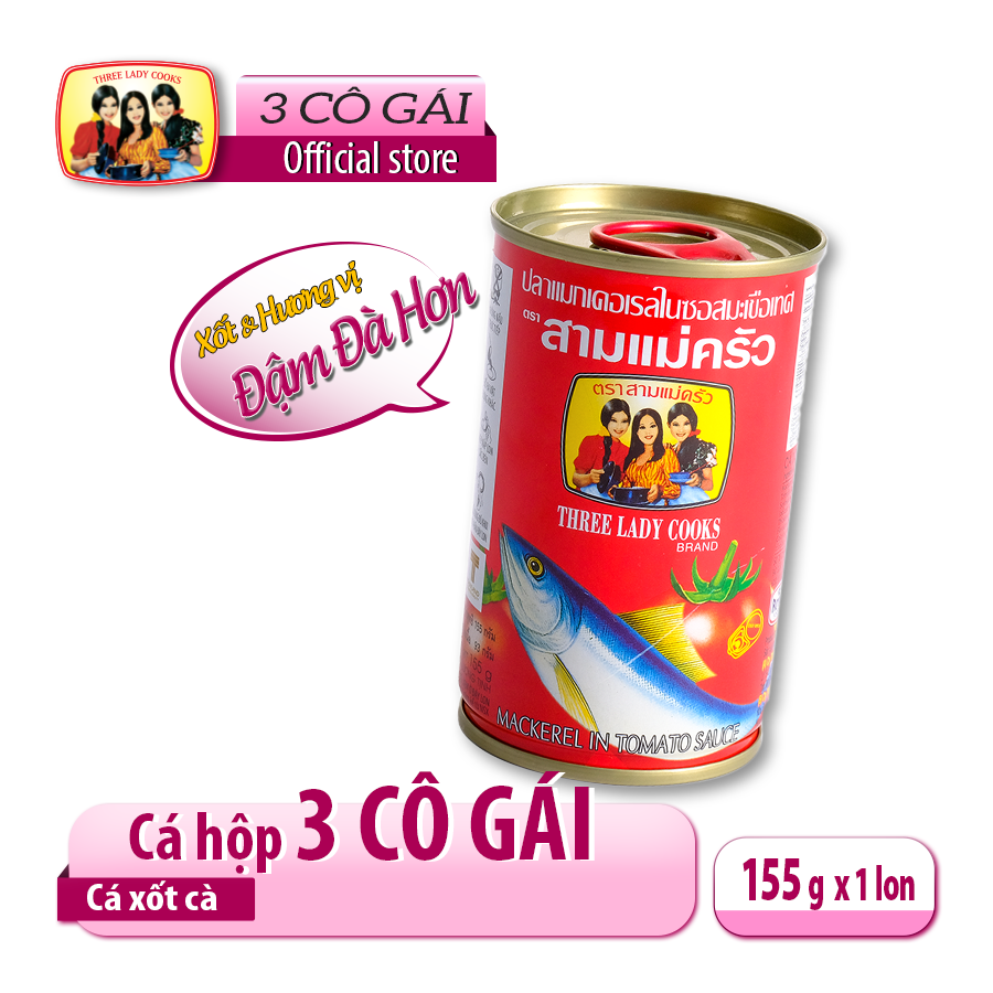[HSD-11-2024-Cá Hộp 3 Cô Gái] Cá Nục Xốt Cà Lon 155gr - Nắp giựt