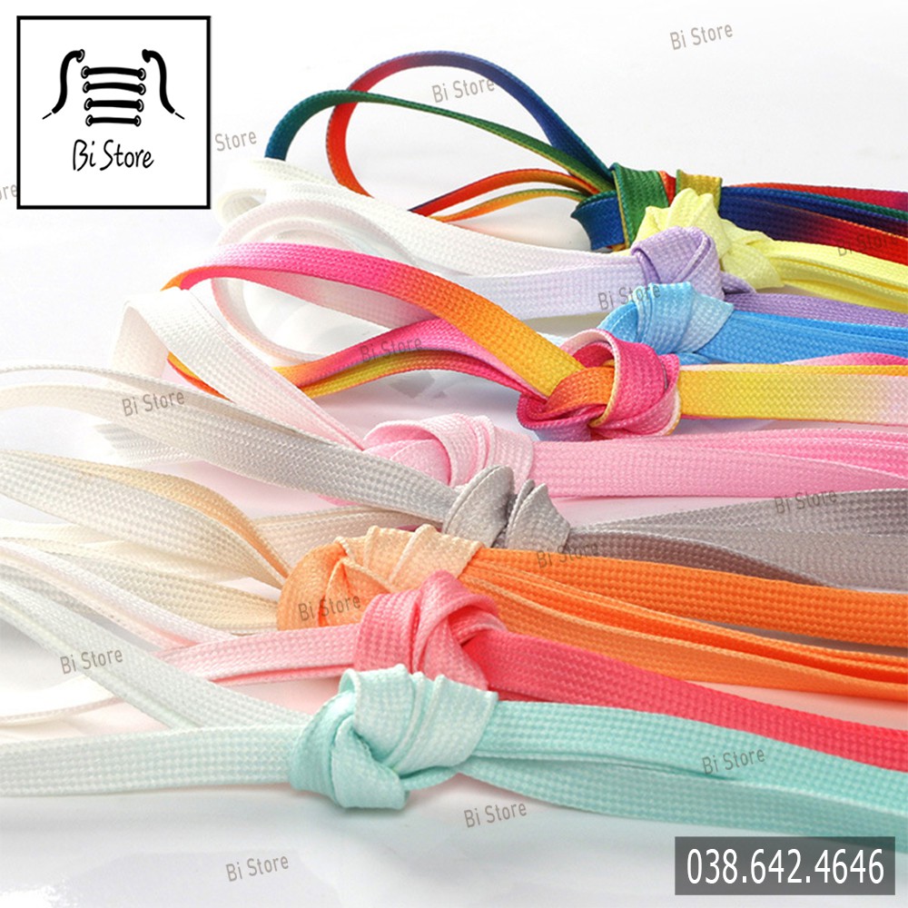 Dây giày dẹt màu chuyển đổi Gradient (có video, ảnh chụp thật)