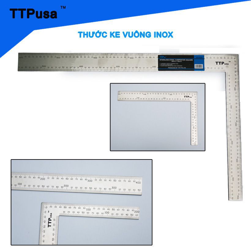 Thước ke vuông inox TTPusa hệ Met