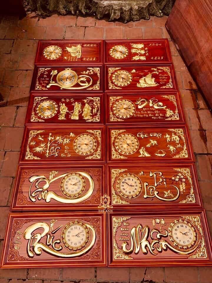 Tranh đồng hỗ gỗ ( Phúc – Lộc – Thọ)