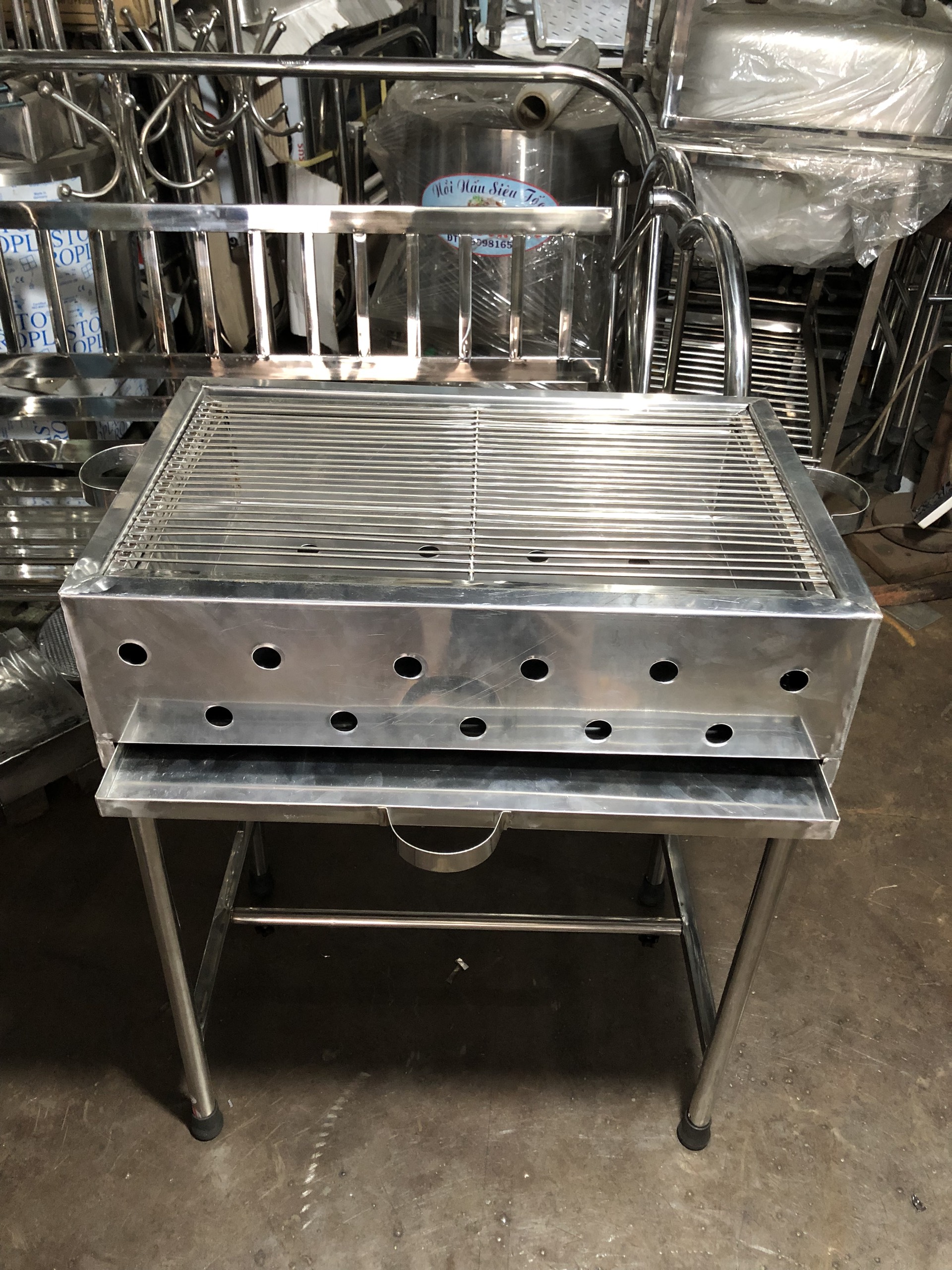 Lò nướng than hoa inox chân rời tháo ráp