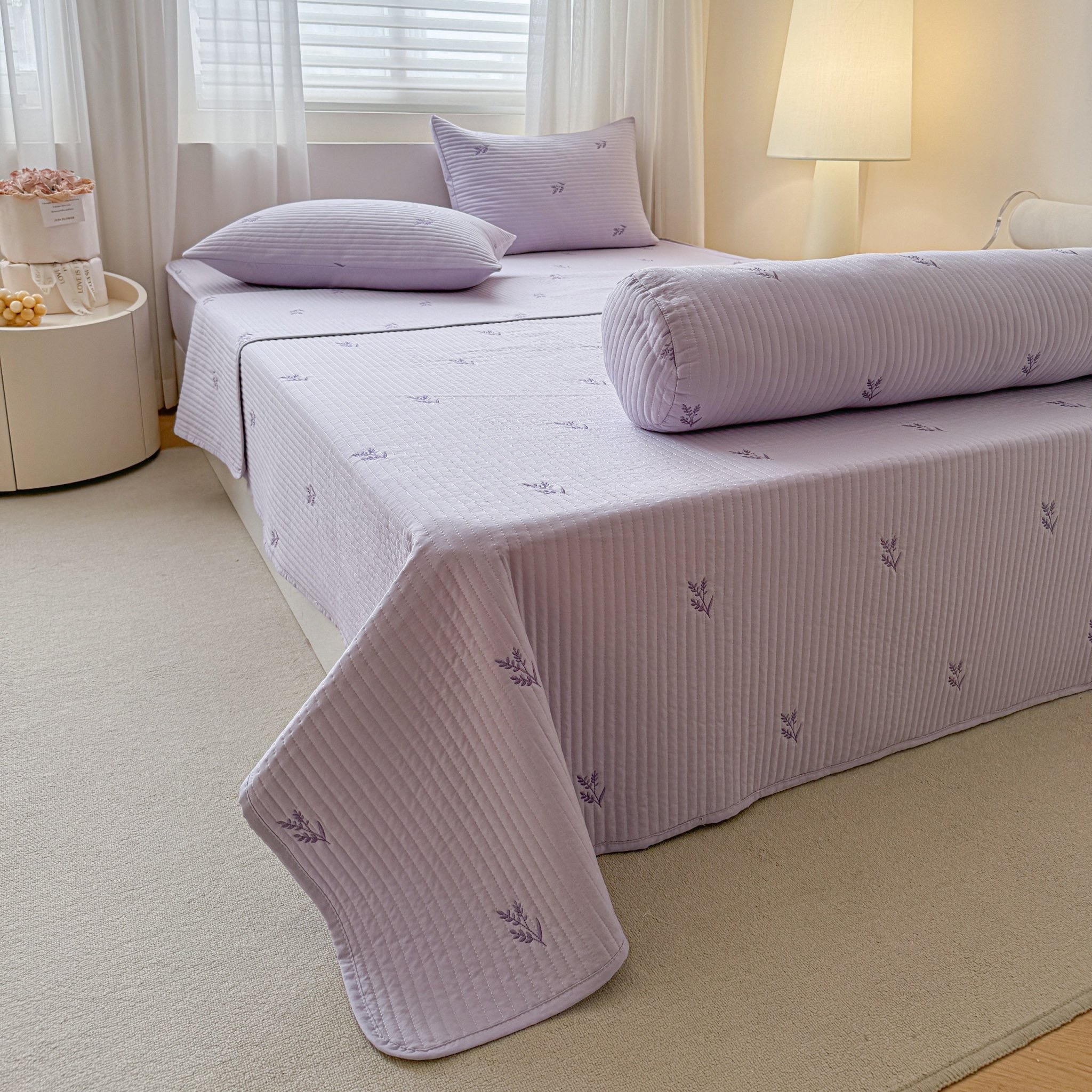 (🌷FULL MÀU🌷) SET 4 MÓN GA BỌC TRẦN THÊU HOA COTTON SOLID NHẬP KHẨU CAO CẤP