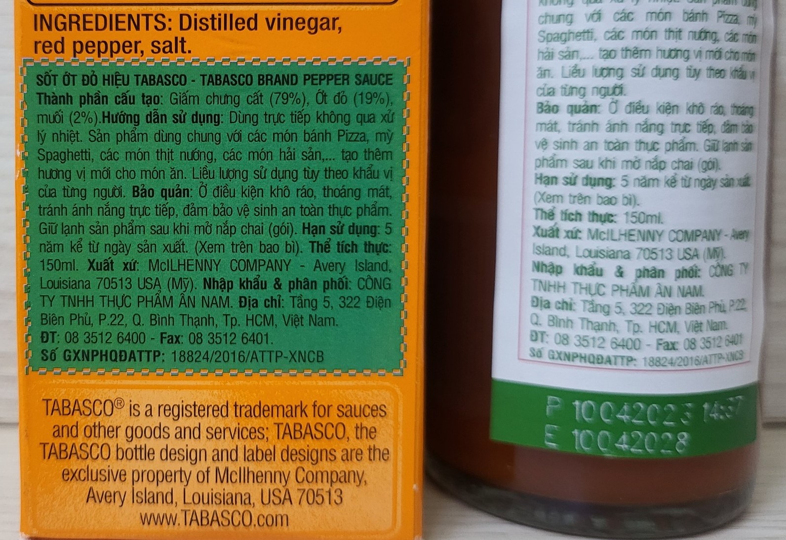 TABASCO (chai TO 150ml) SỐT ỚT ĐỎ USA Red Pepper Sauce (HALAL)