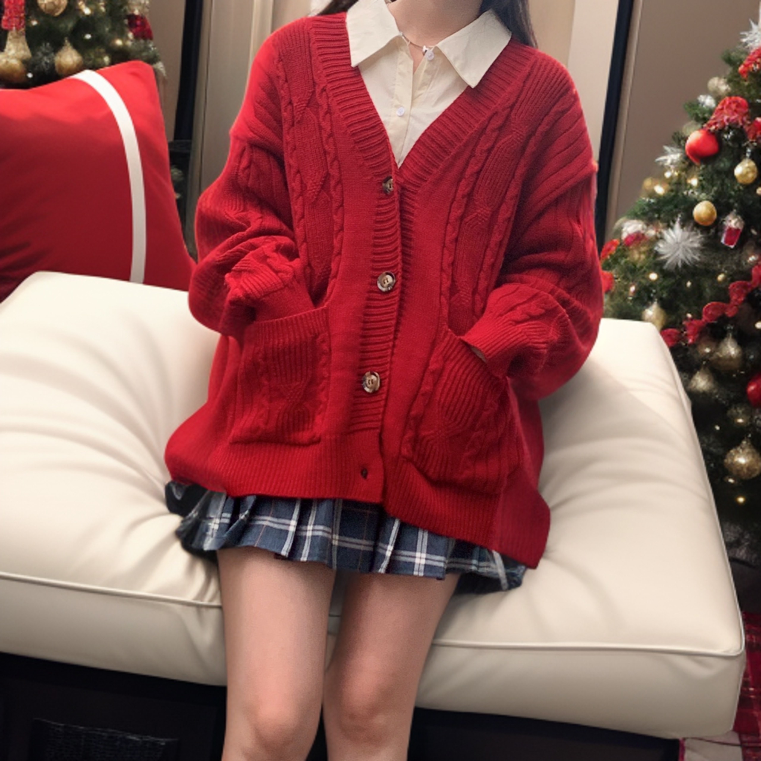 [SIÊU SALE NĂM MỚI] [FREESHIP + VOUCHER] Áo khoác cardigan len thừng túi trước oversize