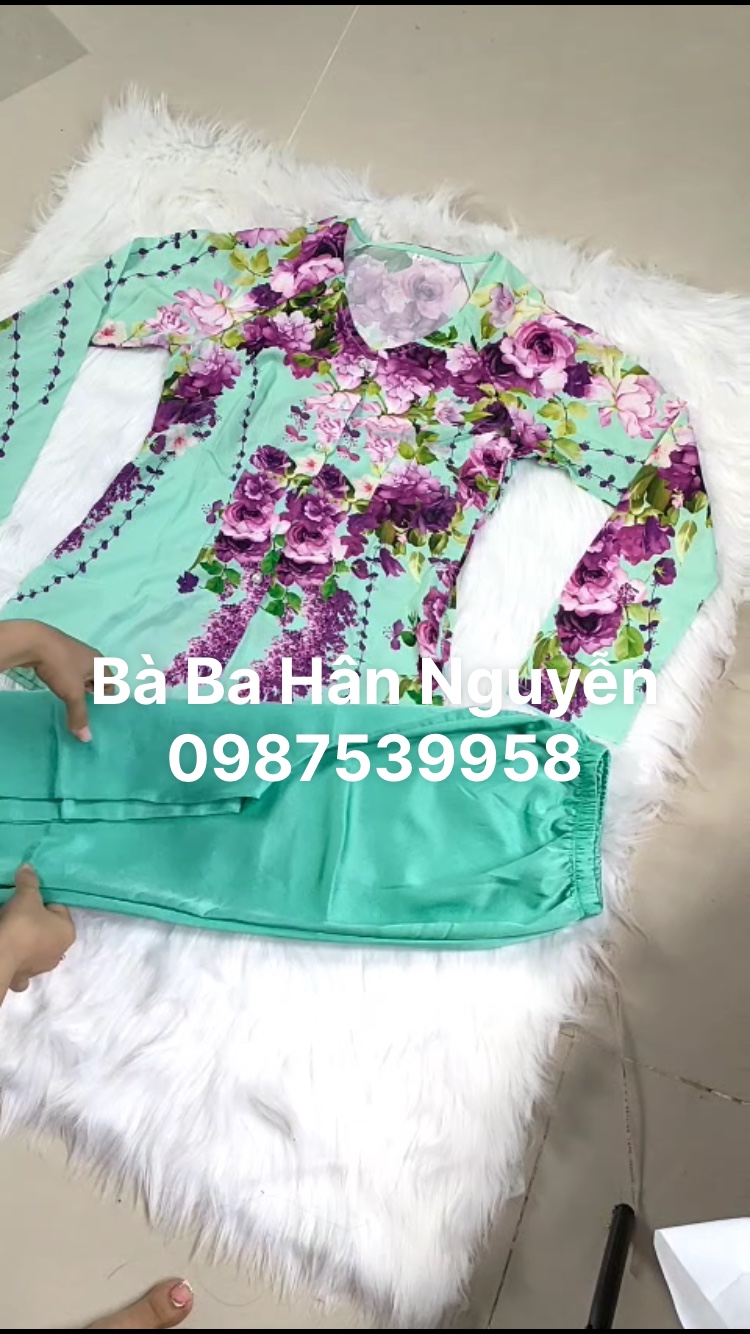 ÁO BÀ BA CỔ TIM IN LỤA PHÁP IN 4D (CÓ QUẦN )B*H
