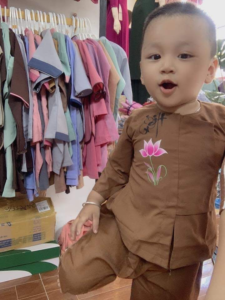 Đồ lam đi chùa trẻ em Mẫu Hò vẽ