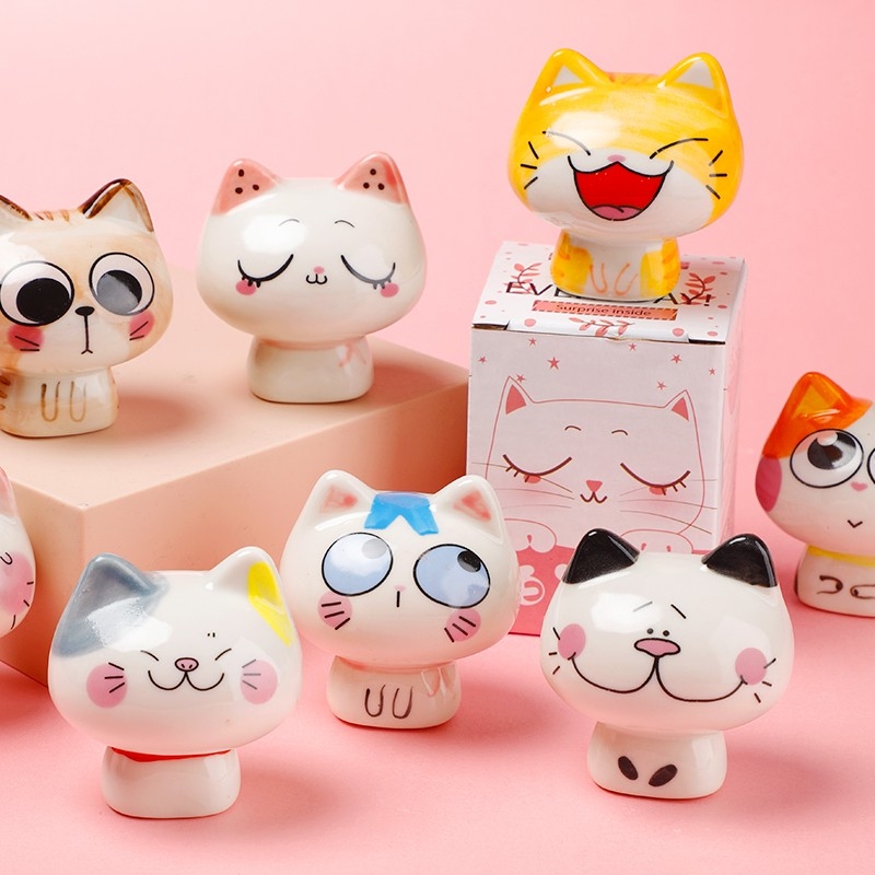Set 8 mô hình mèo sứ dễ thương