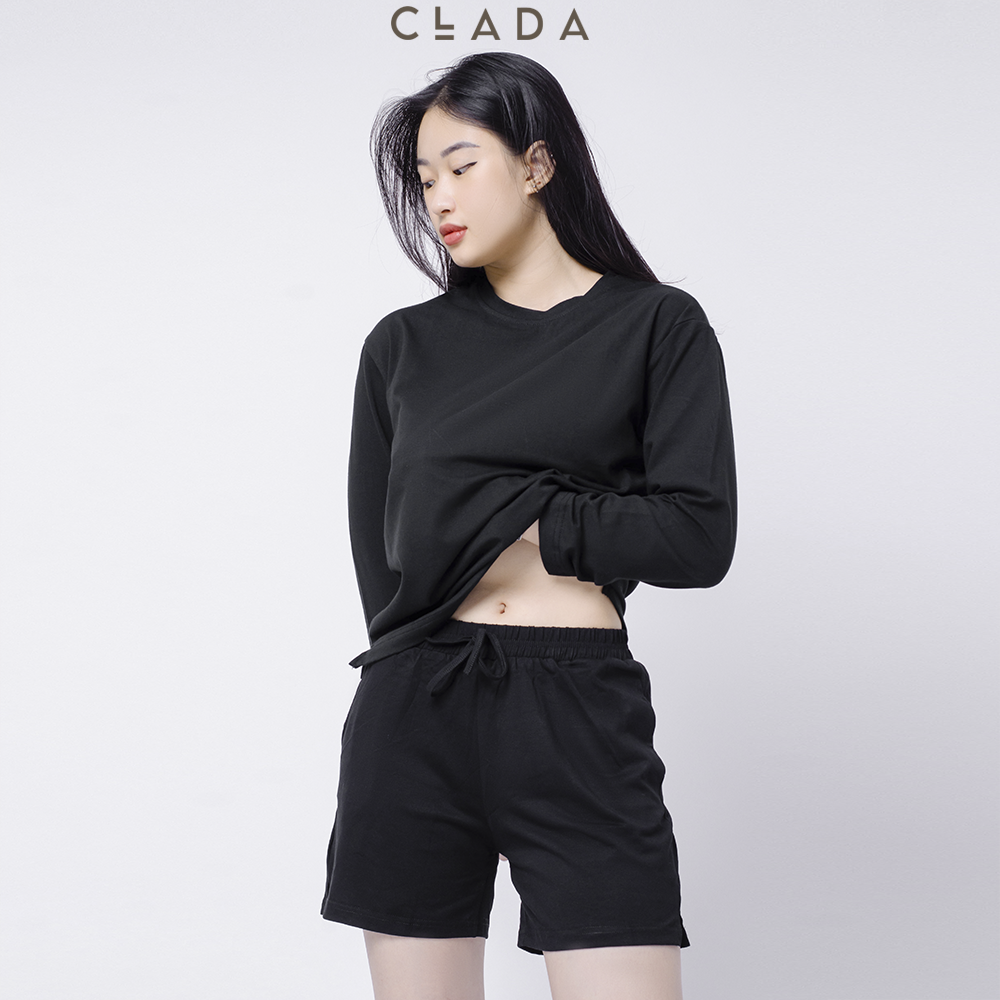 Áo Dài Tay Cotton thương hiệu CLADA Essential - Đen