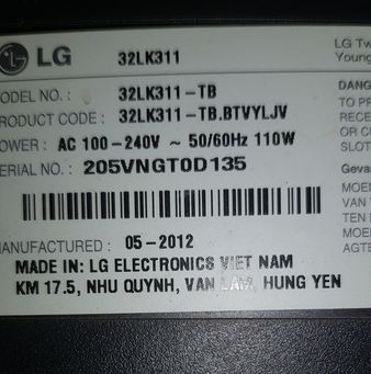 Bo mạch Tivi các model: 32LK310, 32LK311, 32LK312, 32LH20R