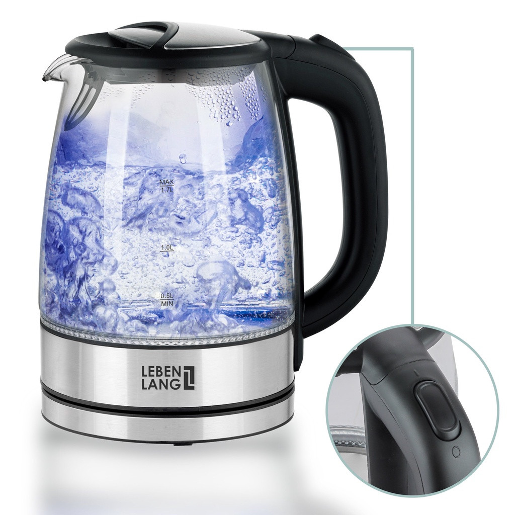 Ấm siêu tốc thuỷ tinh Lebenlang Đức LBL2879, dung tích 1,7L